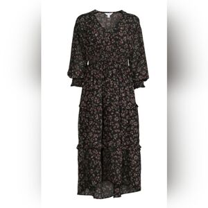 TIME AND TRU SHEER BLACK FLORAL MAXI DRESS, SIZE XXL / 20